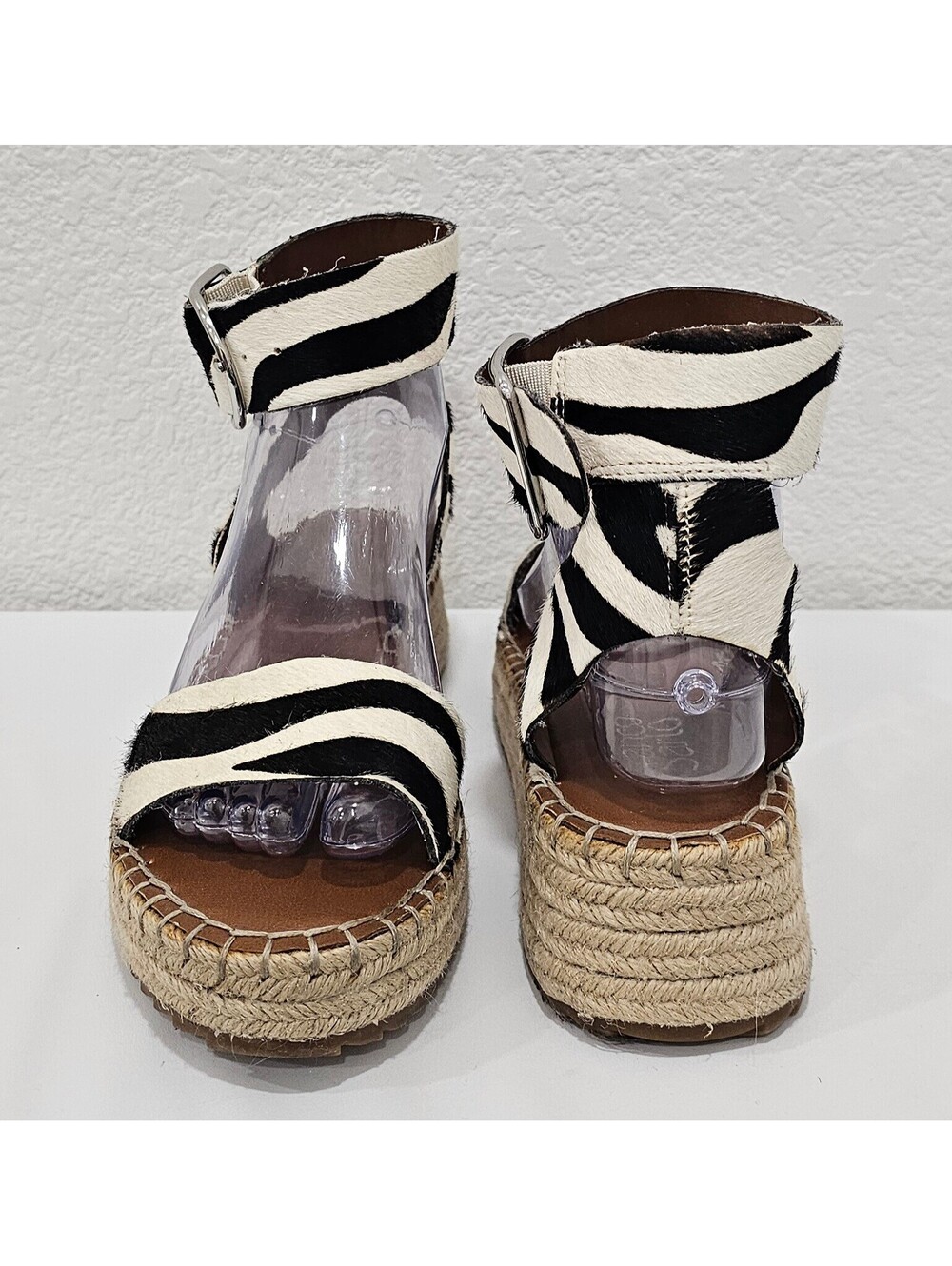 Franco Sarto Marona Zebra Haircalf Espadrille Platform Sandals Women’s 7M - Picture 11 of 14